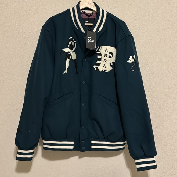 PARRA CLOUDY STAR VARSITY JACKET (PINE GREEN) XL - Picture 4 of 8